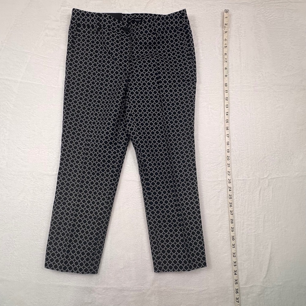 Hilary Radley Women Black White Geometric Slim Leg Ankle Pant Sz 4 D2088-K280
